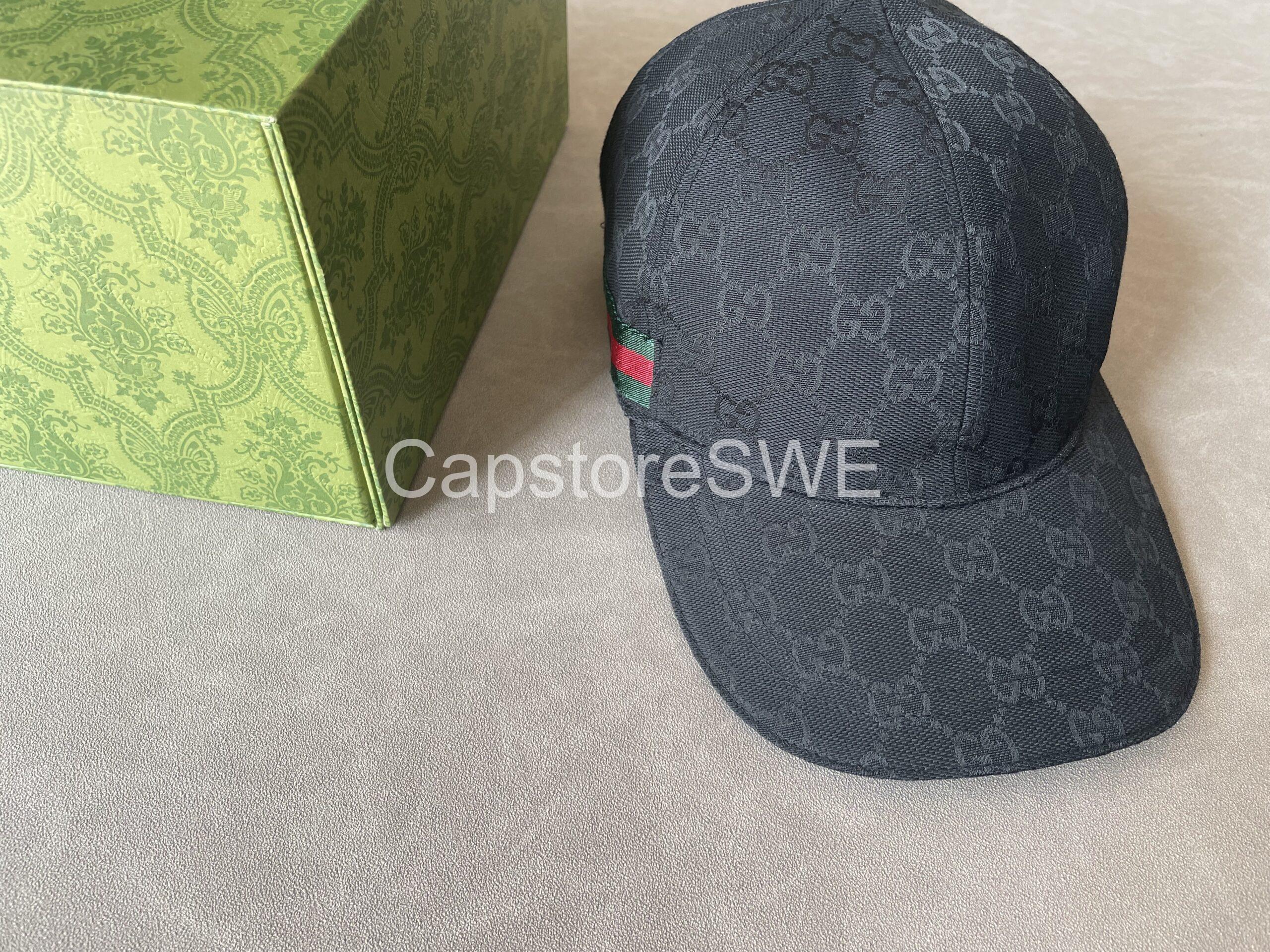 gucci black gg canvas cap with web stripe gucci black gg canvas cap with web stripe