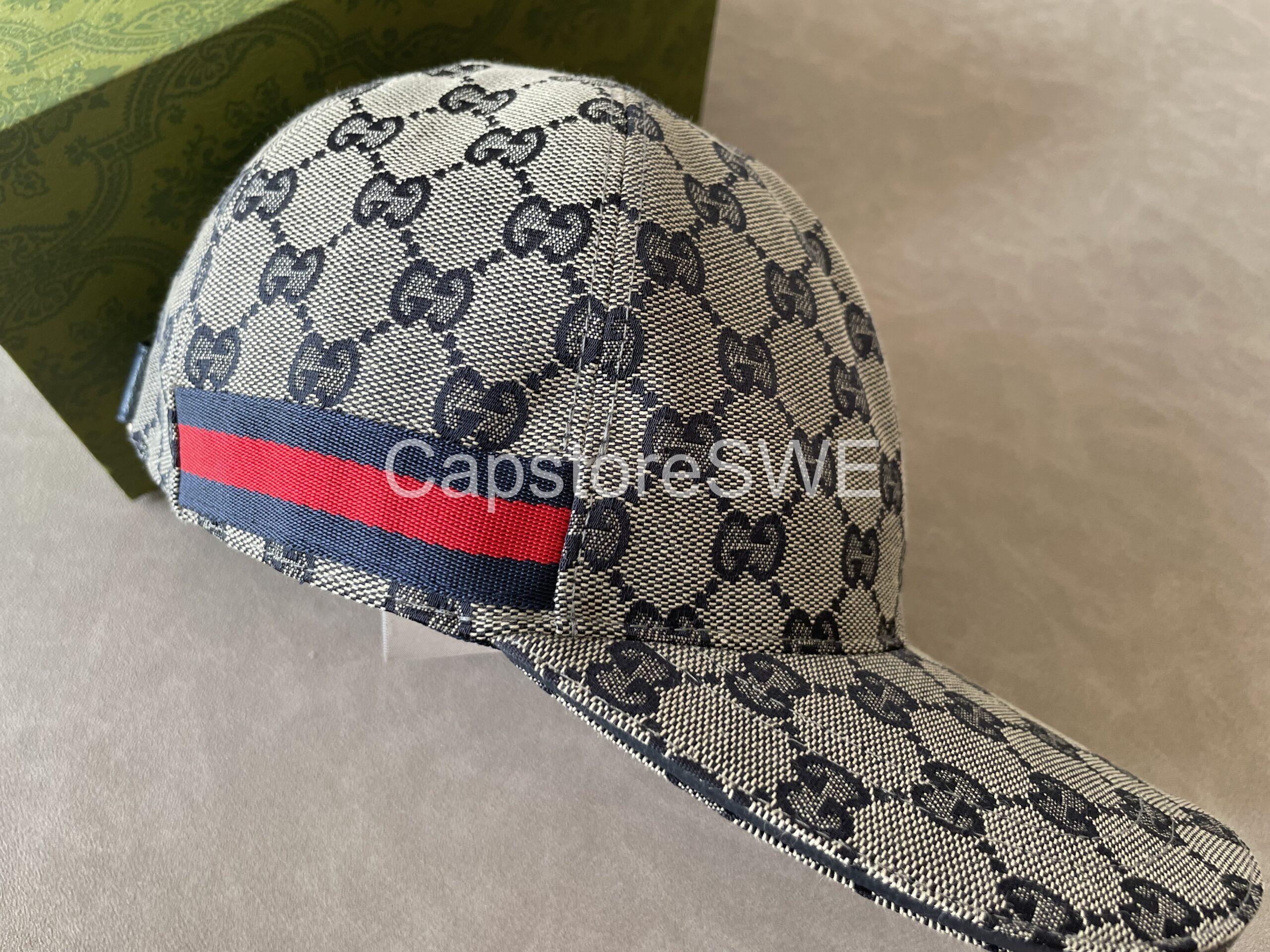 gucci blue gg supreme canvas cap with web stripe gucci blue gg supreme canvas cap with web stripe