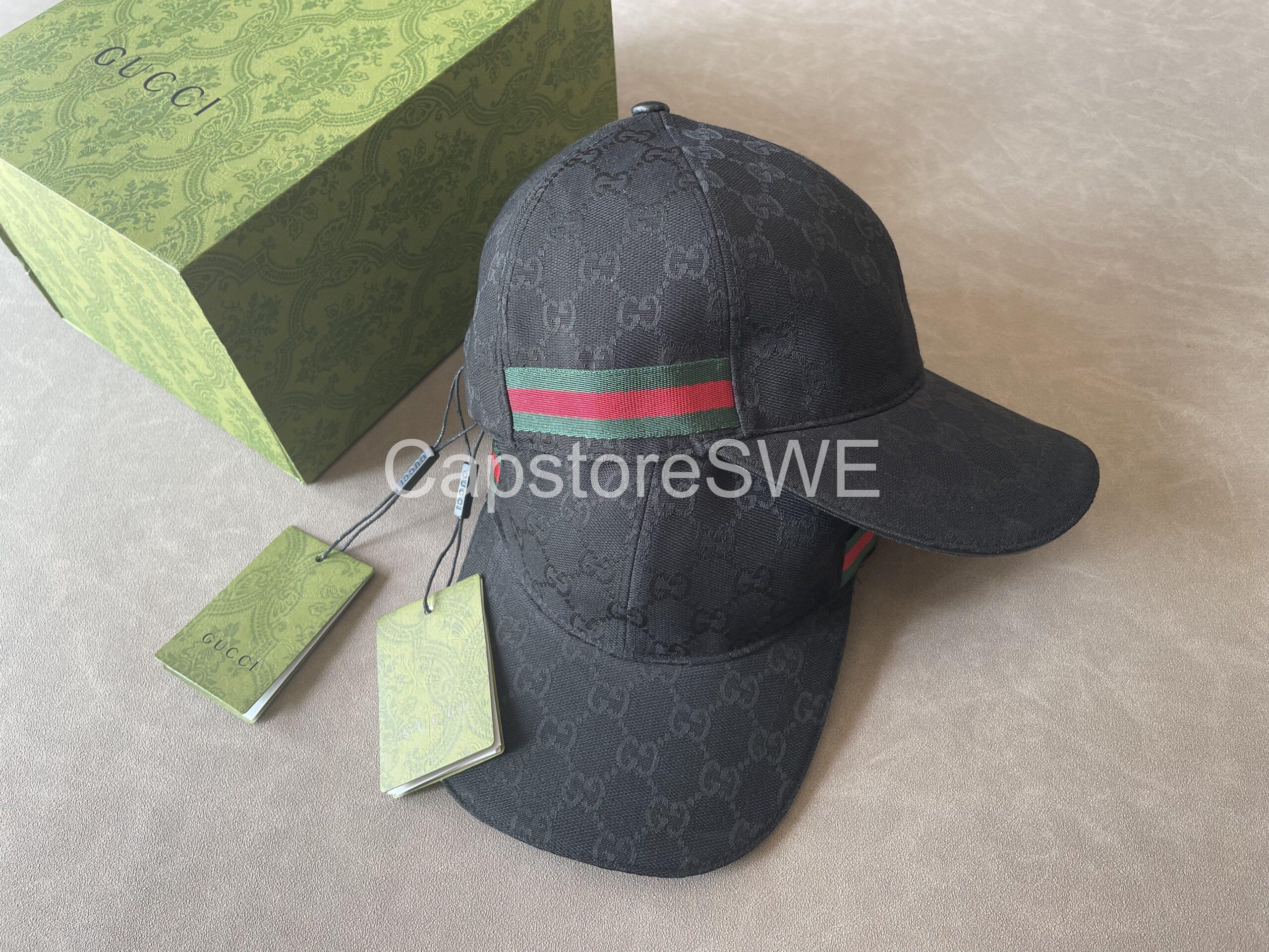 gucci black gg canvas cap with web stripe gucci black gg canvas cap with web stripe