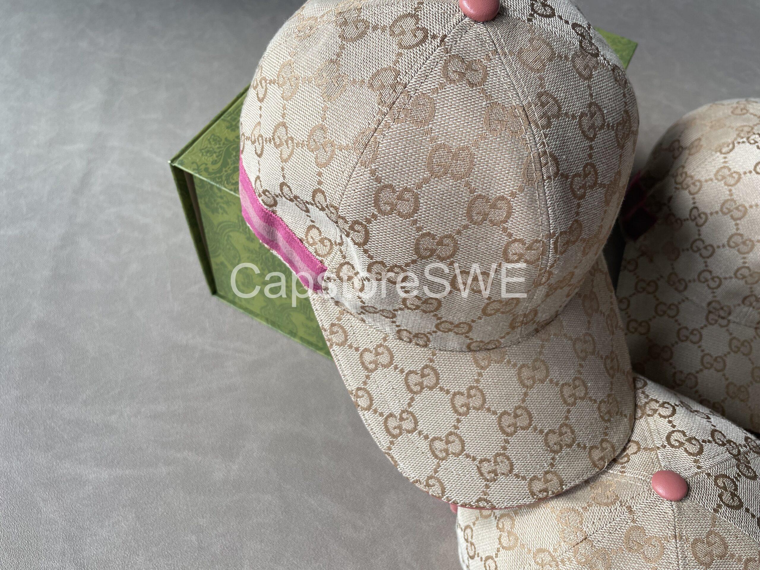 gucci beige gg canvas cap with pink detail gucci beige gg canvas cap with pink detail
