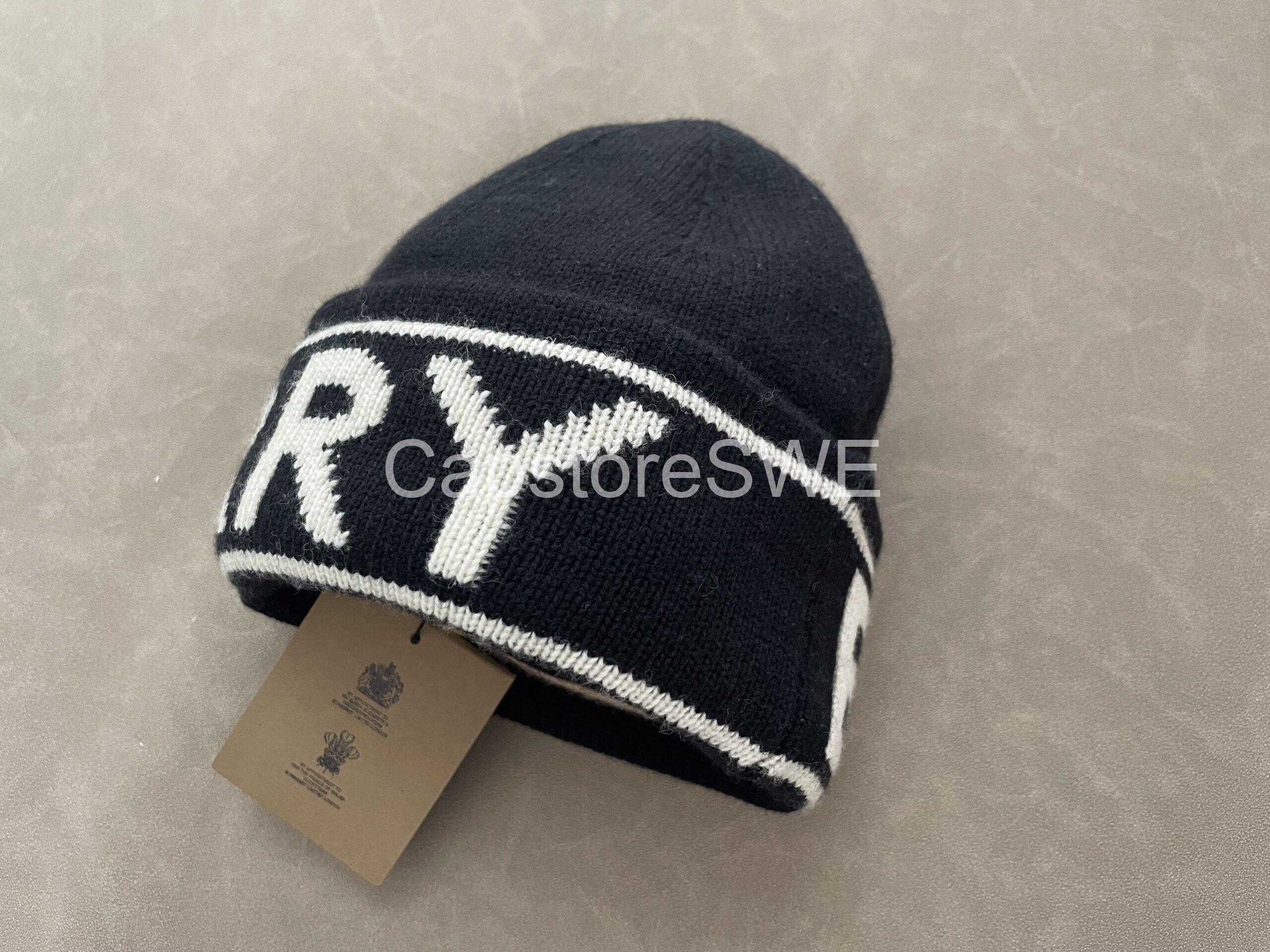 burberry logo knit beanie – black & beige burberry logo knit beanie – black & beige
