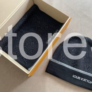 louis vuitton beanie & scarf set – monogram black edition