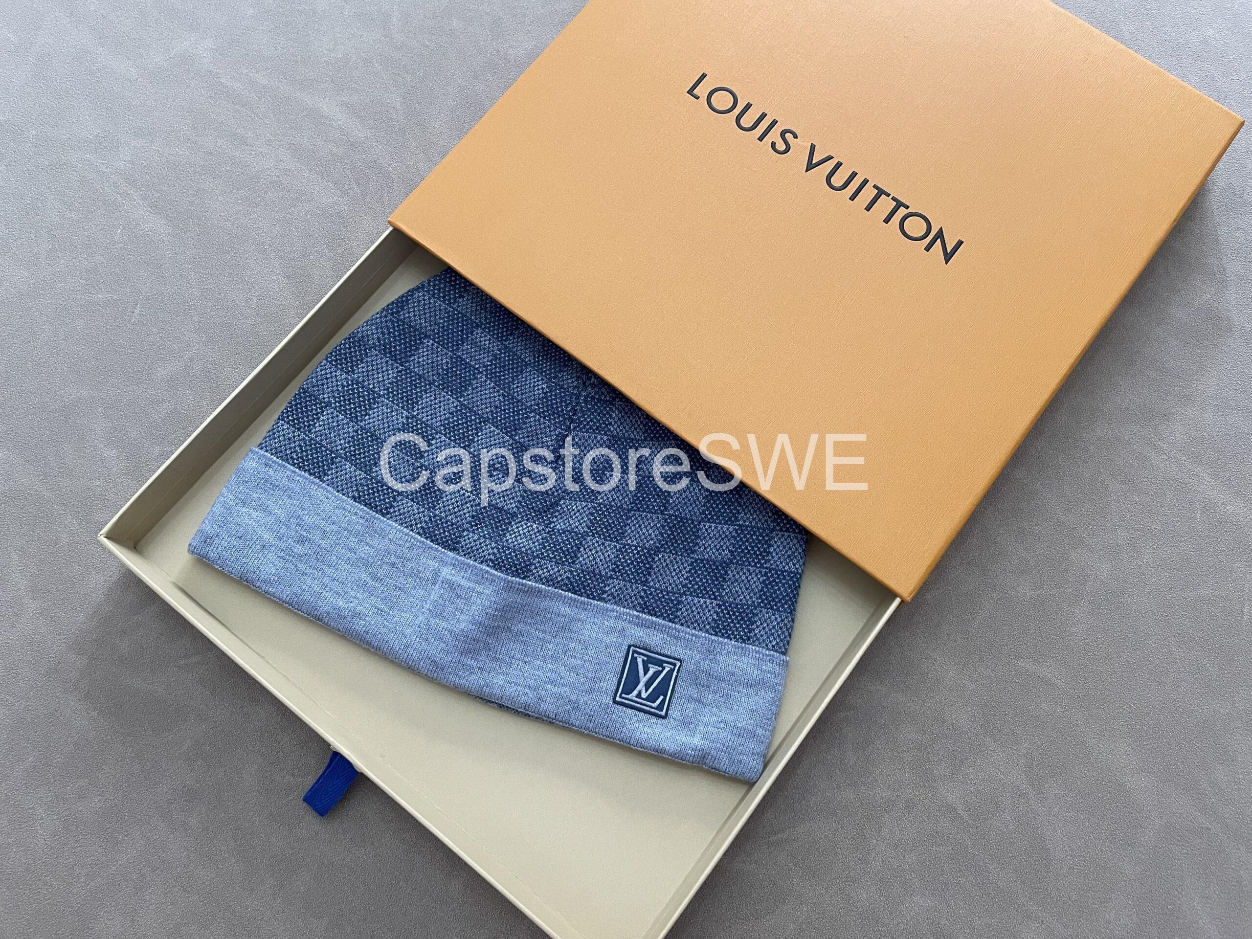 louis vuitton beanie & scarf set – grey damier check louis vuitton beanie & scarf set – grey damier check