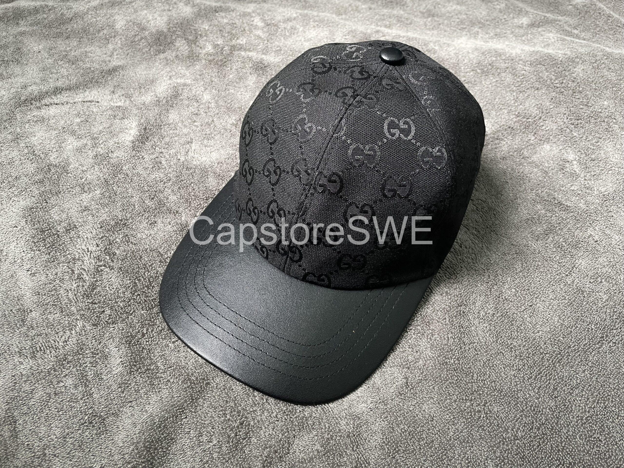 gucci gg monogram canvas cap with leather brim – black/burgundy gucci gg monogram canvas cap with leather brim – black/burgundy