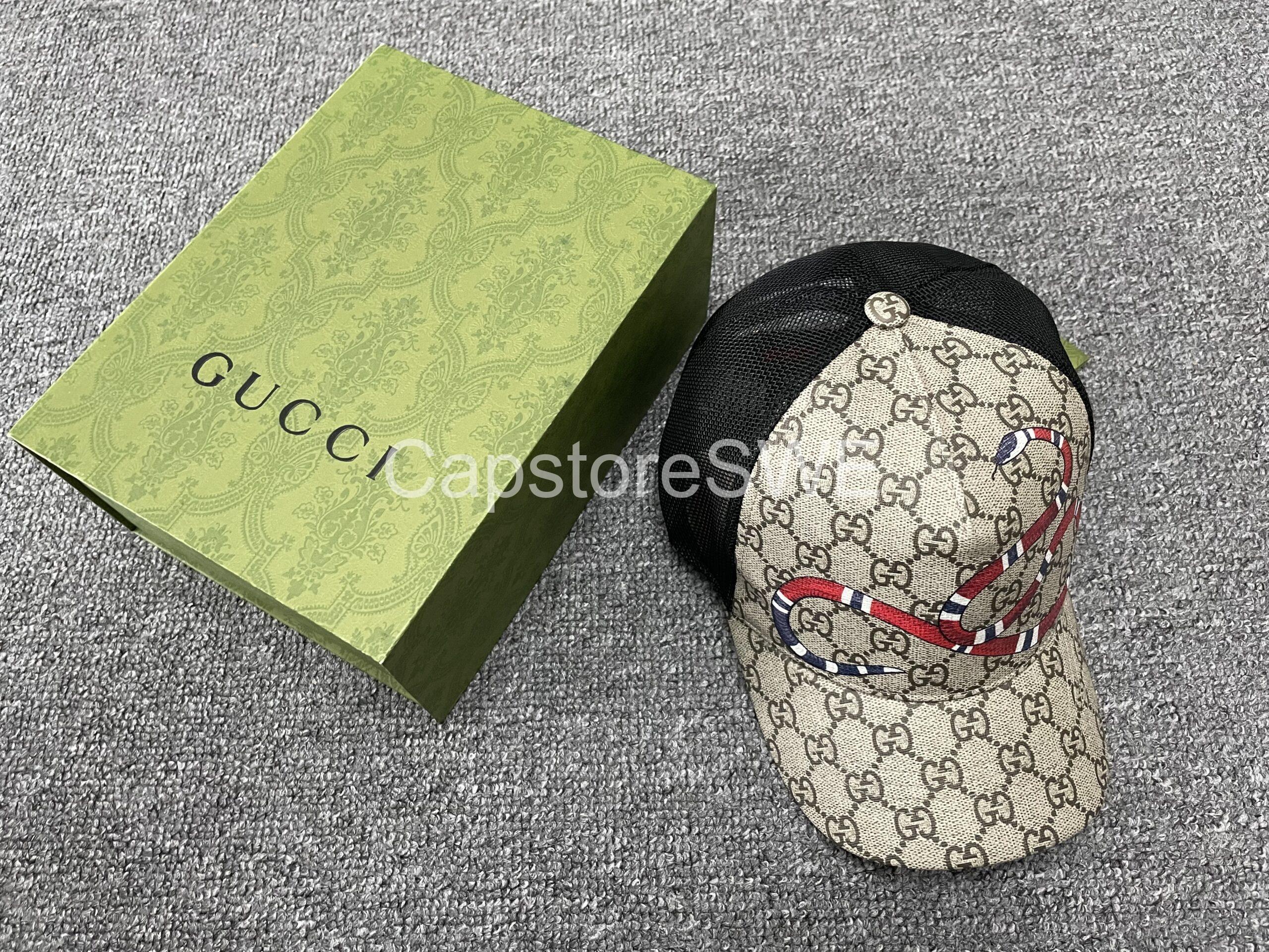 gucci beige gg supreme cap with snake print gucci beige gg supreme cap with snake print