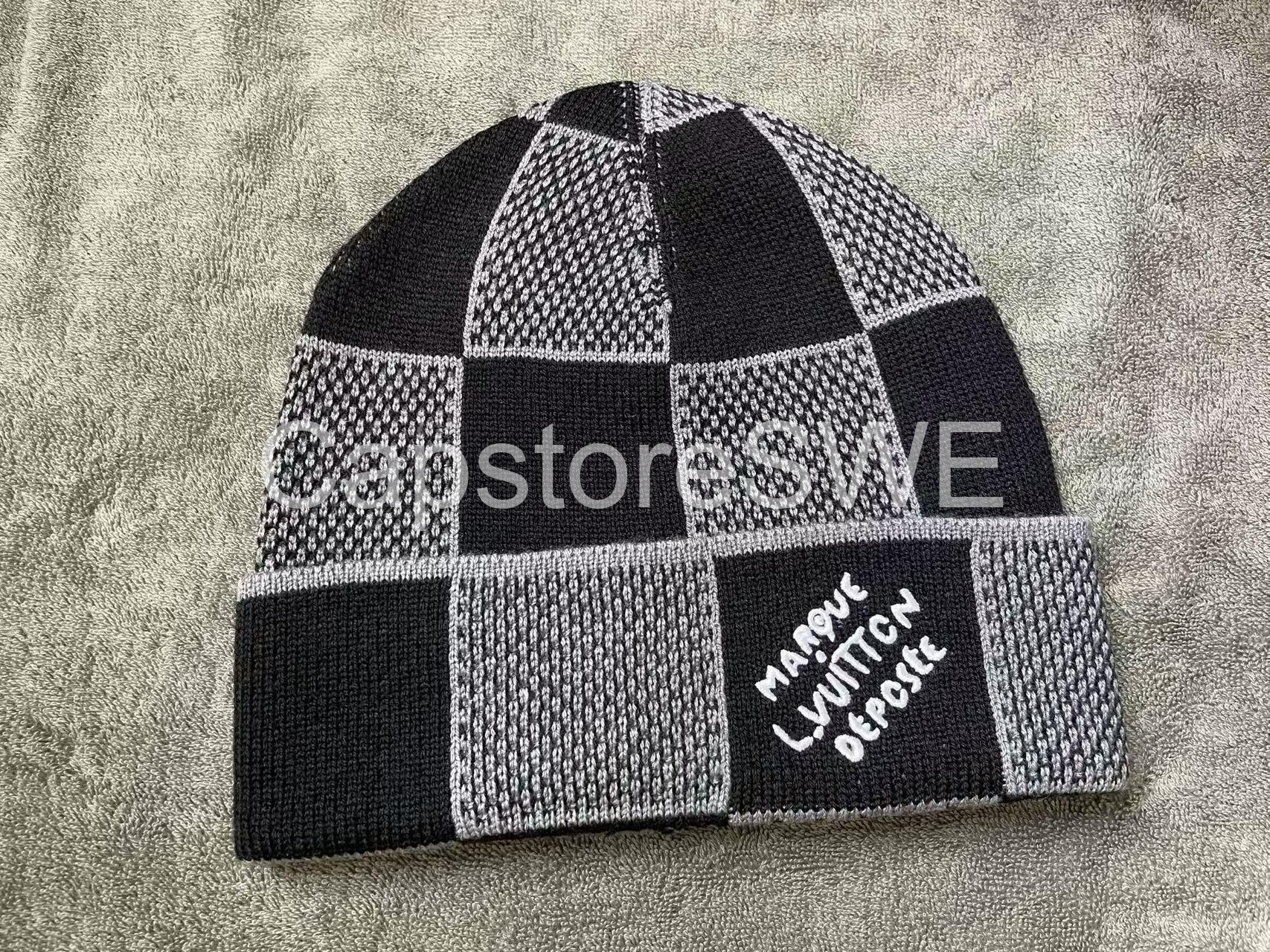 louis vuitton marque déposée checkered beanie – black/grey louis vuitton marque déposée checkered beanie – black/grey