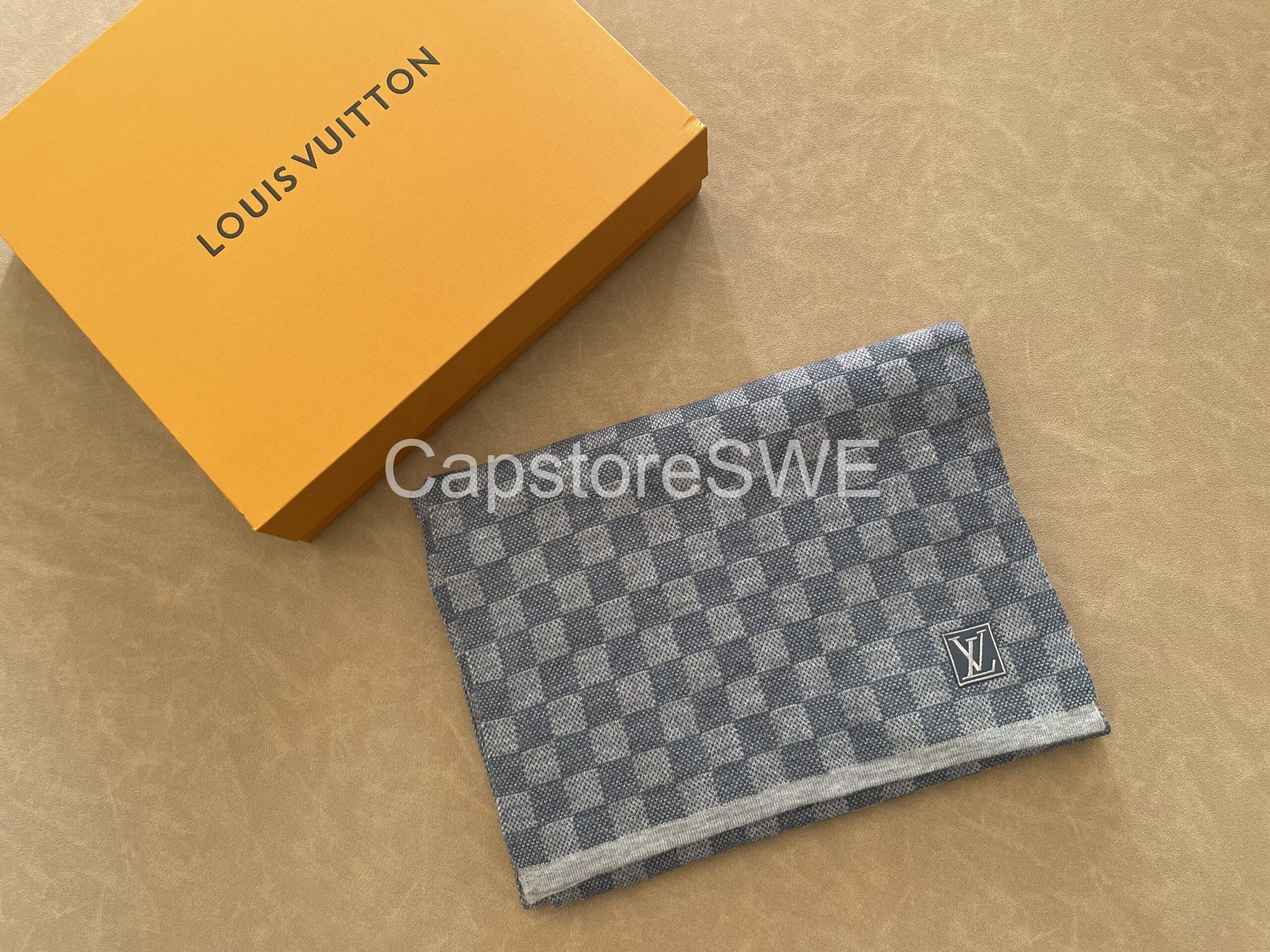 louis vuitton beanie & scarf set – grey damier check louis vuitton beanie & scarf set – grey damier check