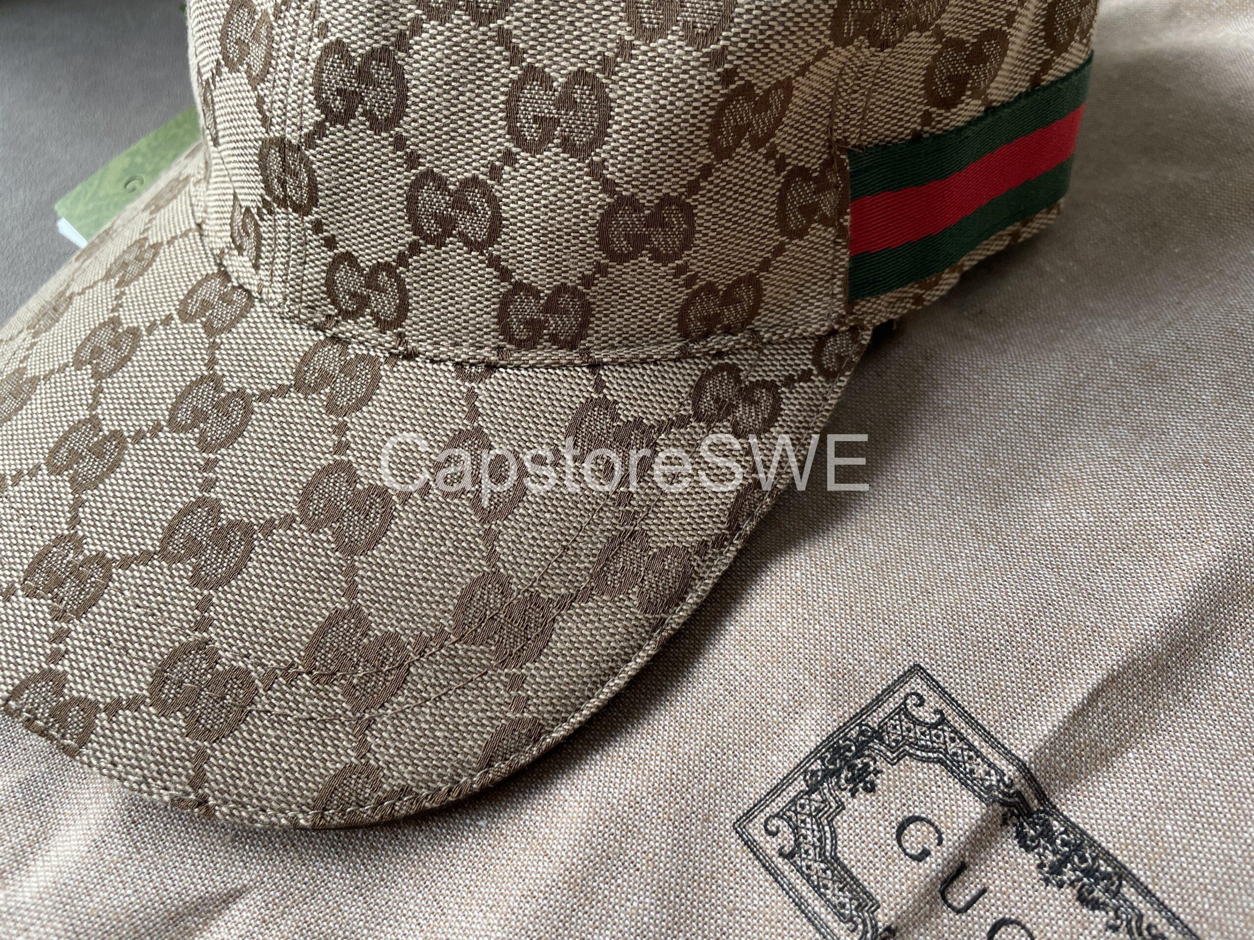 gucci beige gg supreme canvas cap with web stripe gucci beige gg supreme canvas cap with web stripe