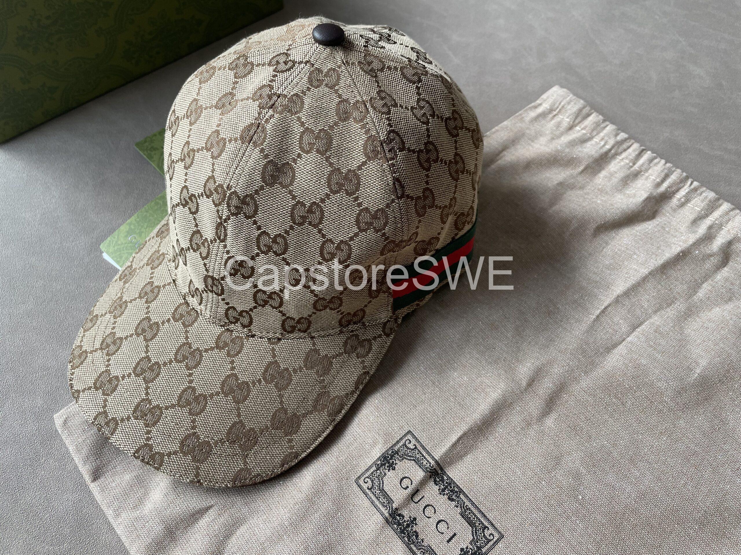 gucci beige gg supreme canvas cap with web stripe gucci beige gg supreme canvas cap with web stripe