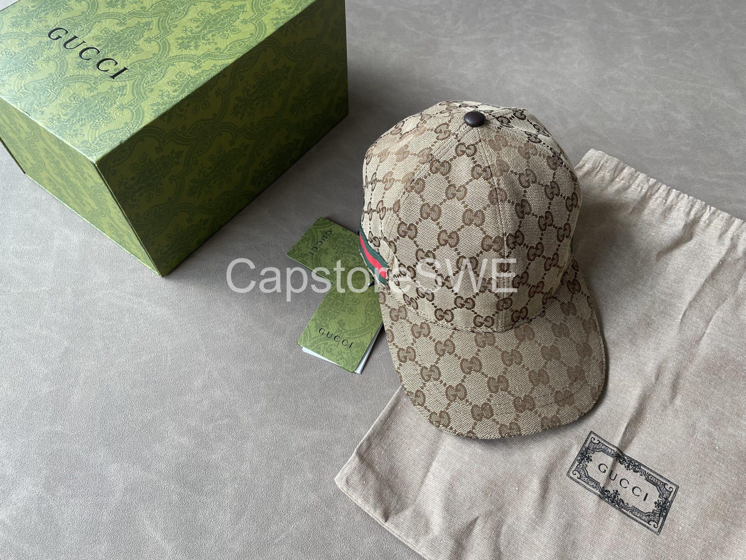 gucci beige gg supreme canvas cap with web stripe gucci beige gg supreme canvas cap with web stripe