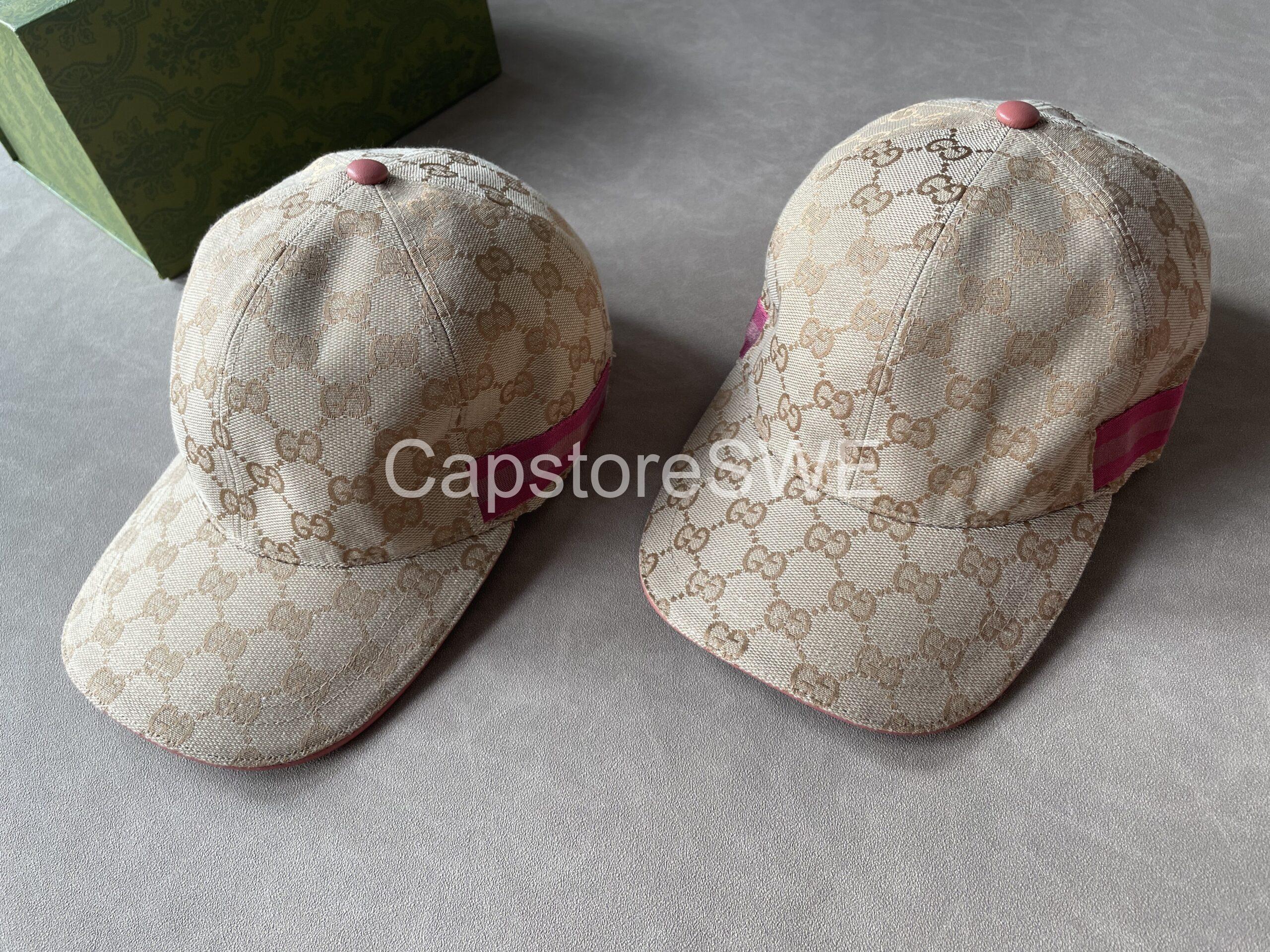 gucci beige gg canvas cap with pink detail gucci beige gg canvas cap with pink detail