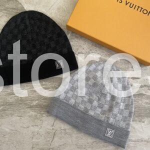 louis vuitton beanie – damier check pattern (black & grey options)