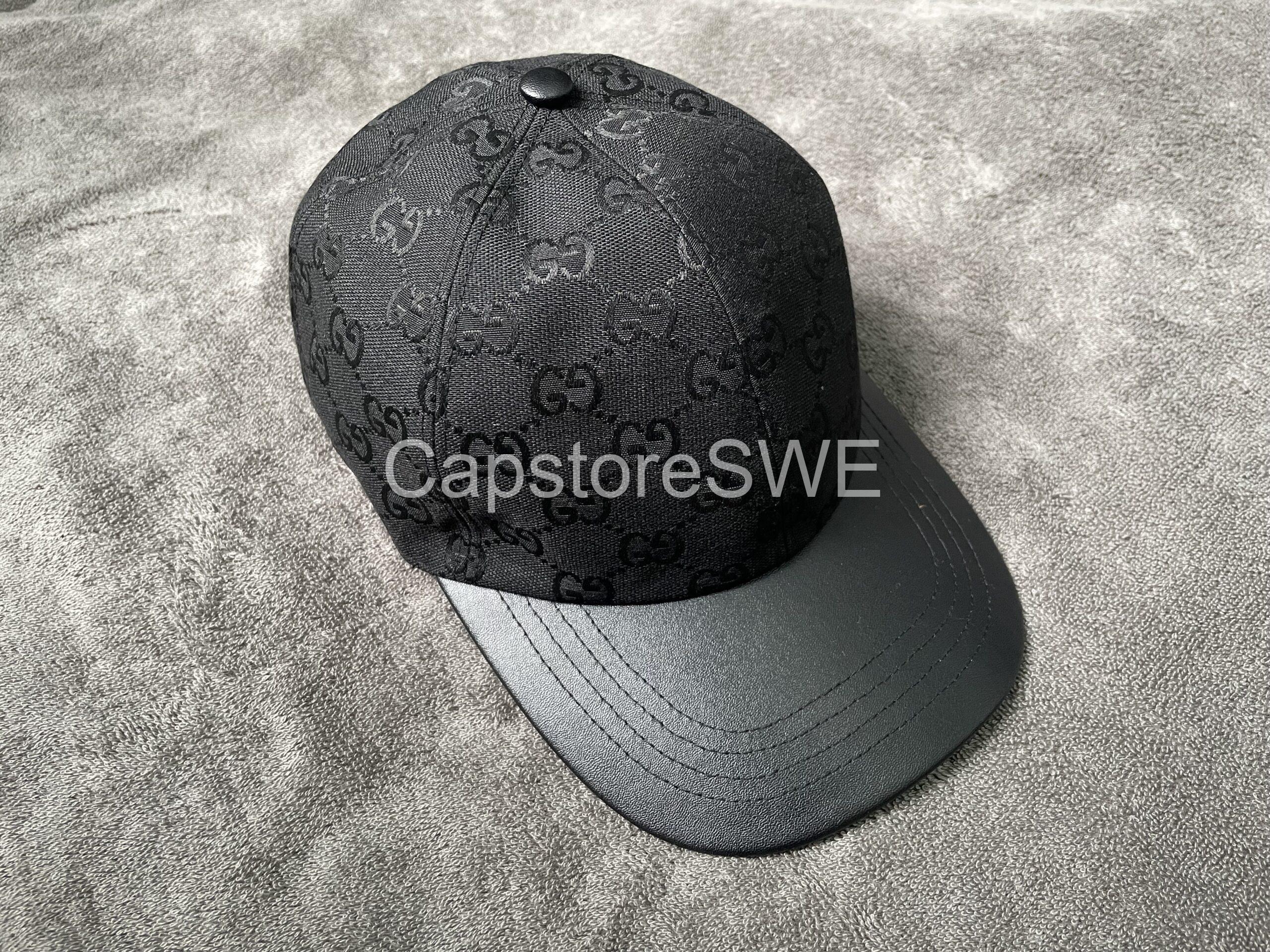 gucci gg monogram canvas cap with leather brim – black/burgundy gucci gg monogram canvas cap with leather brim – black/burgundy