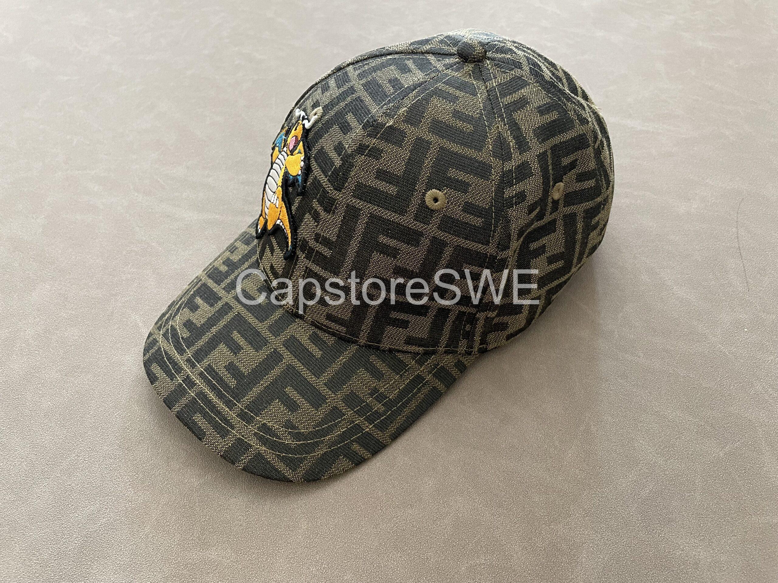 fendi ff monogram baseball cap with dragon patch – brown fendi ff monogram baseball cap with dragon patch – brown