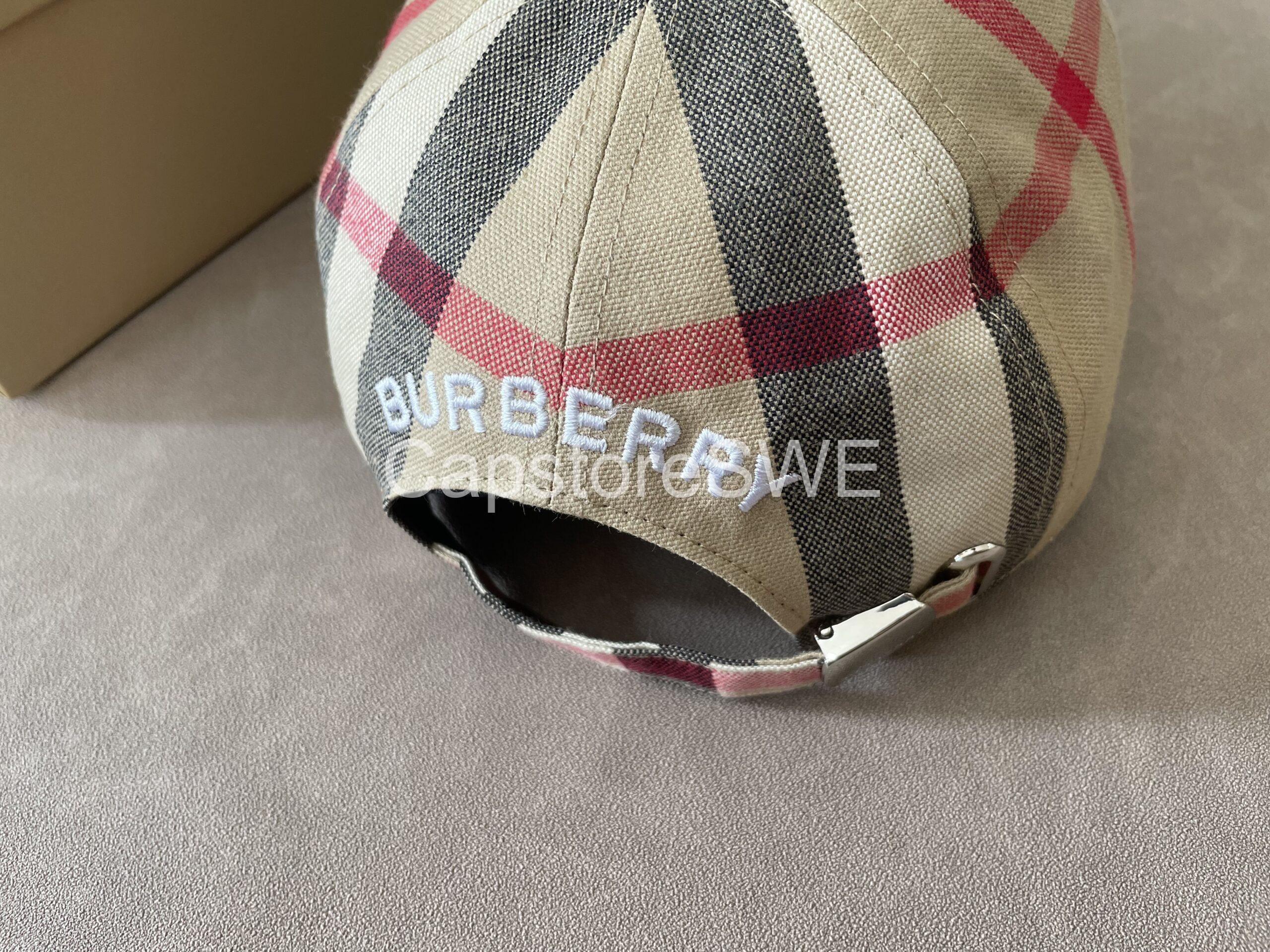 burberry vintage check baseball cap – beige with red accents burberry vintage check baseball cap – beige with red accents