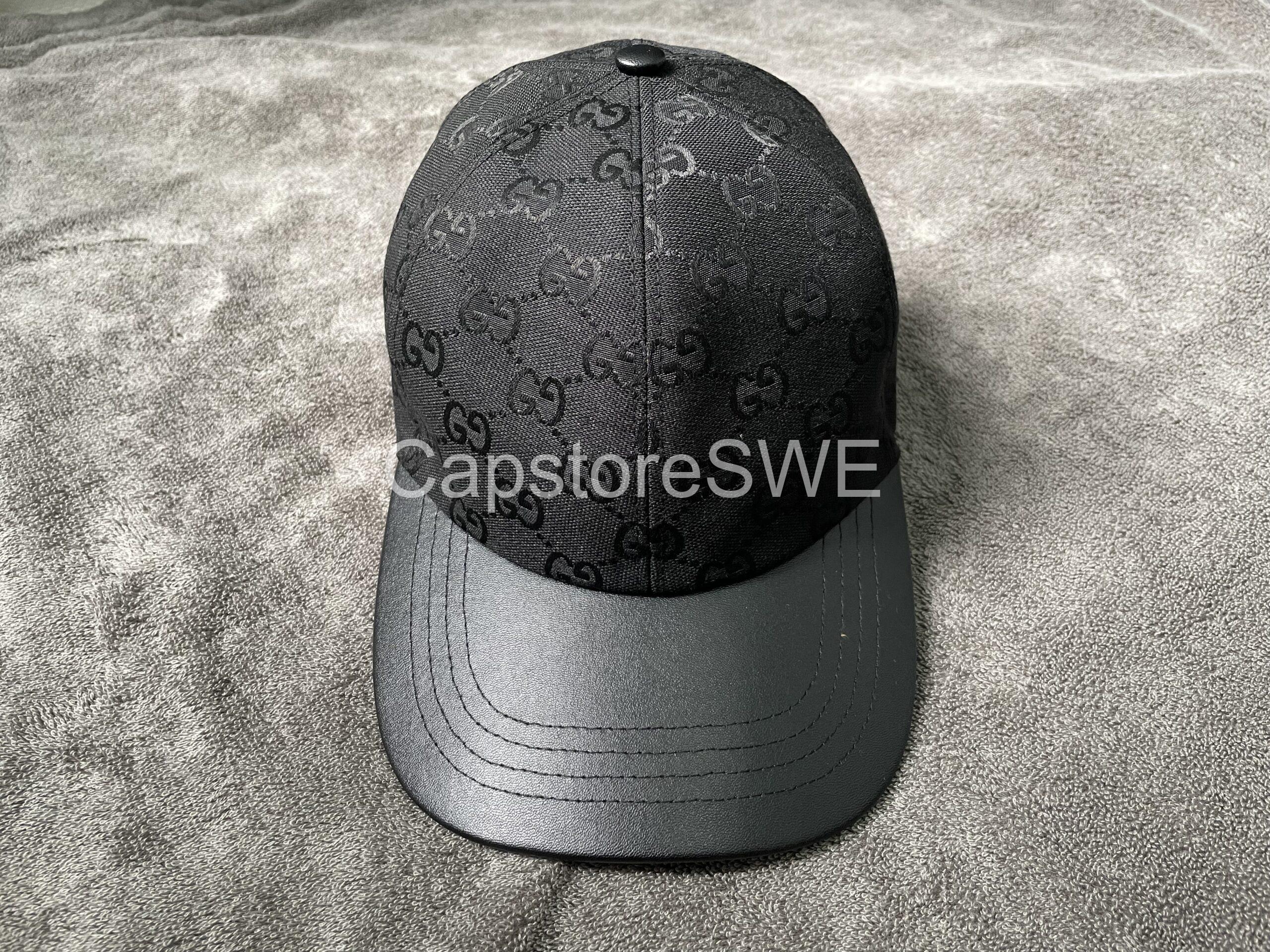 gucci gg monogram canvas cap with leather brim – black/burgundy gucci gg monogram canvas cap with leather brim – black/burgundy