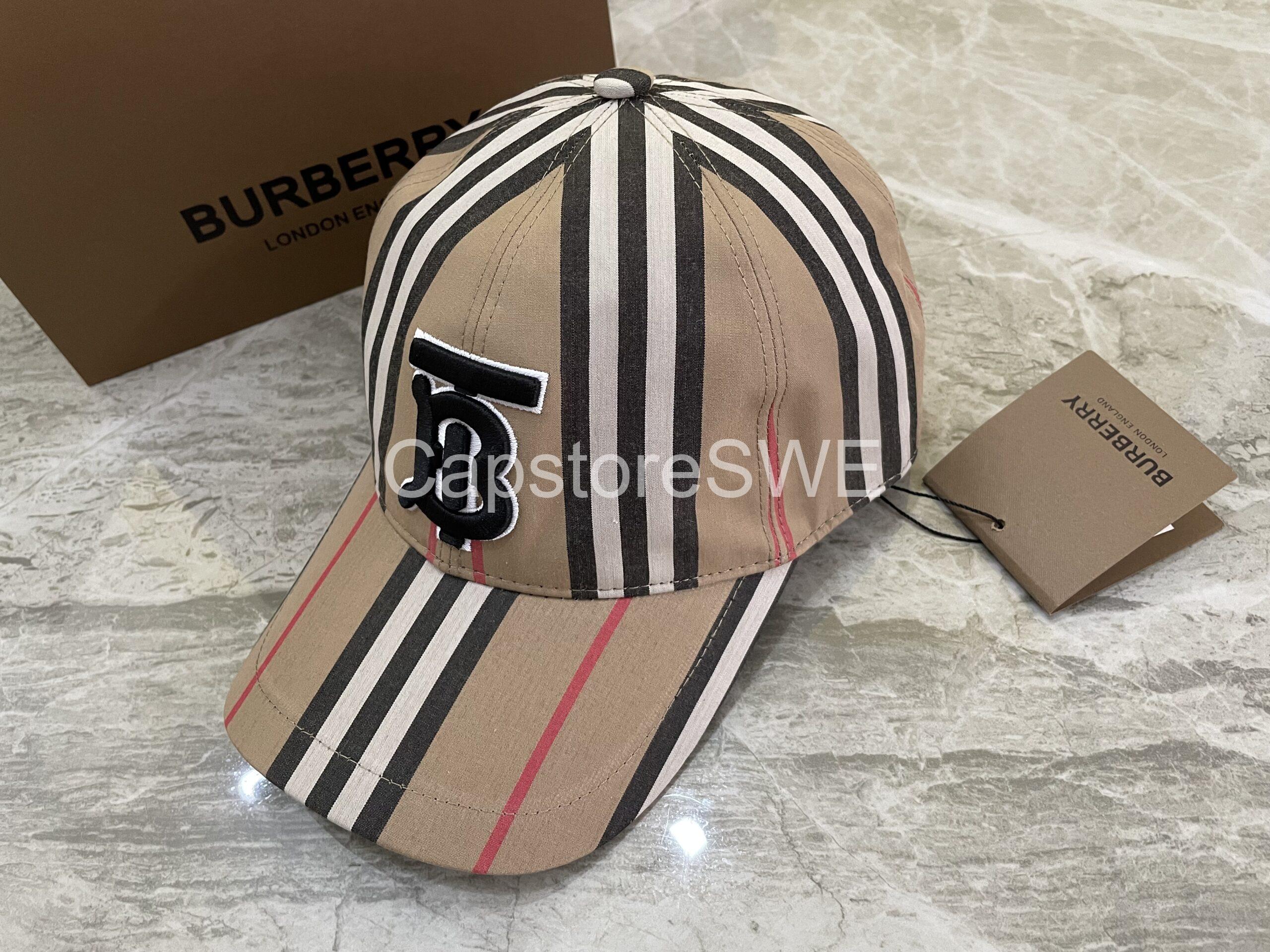 burberry vintage check stripe cap with tb monogram burberry vintage check stripe cap with tb monogram